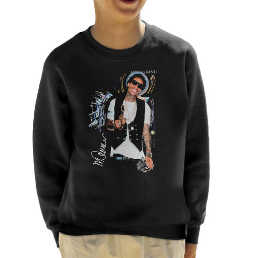Sidney Maurer Original Portrait Of Wiz Khalifa Billboard Award Kid's Sweatshirt