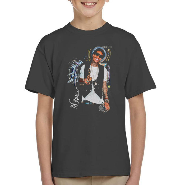 Sidney Maurer Original Portrait Of Wiz Khalifa Billboard Award Kid's T-Shirt