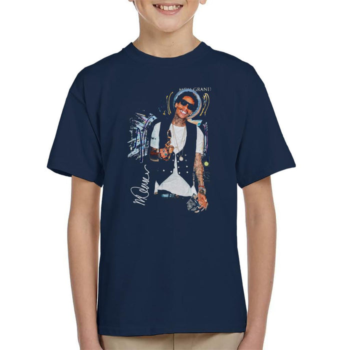 Sidney Maurer Original Portrait Of Wiz Khalifa Billboard Award Kid's T-Shirt