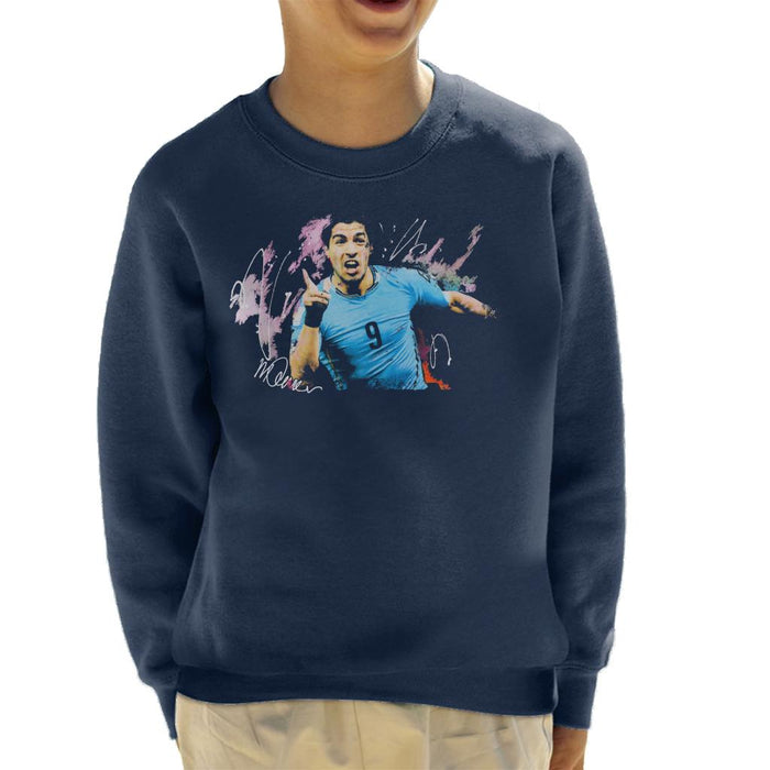 Sidney Maurer Original Portrait Of Luis Suarez Uruguay Kid's Sweatshirt