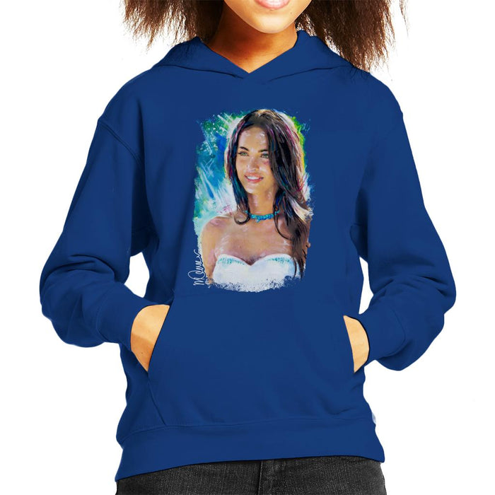 Sidney Maurer Original Portrait Of Megan Fox Kid's Hooded Sweatshirt