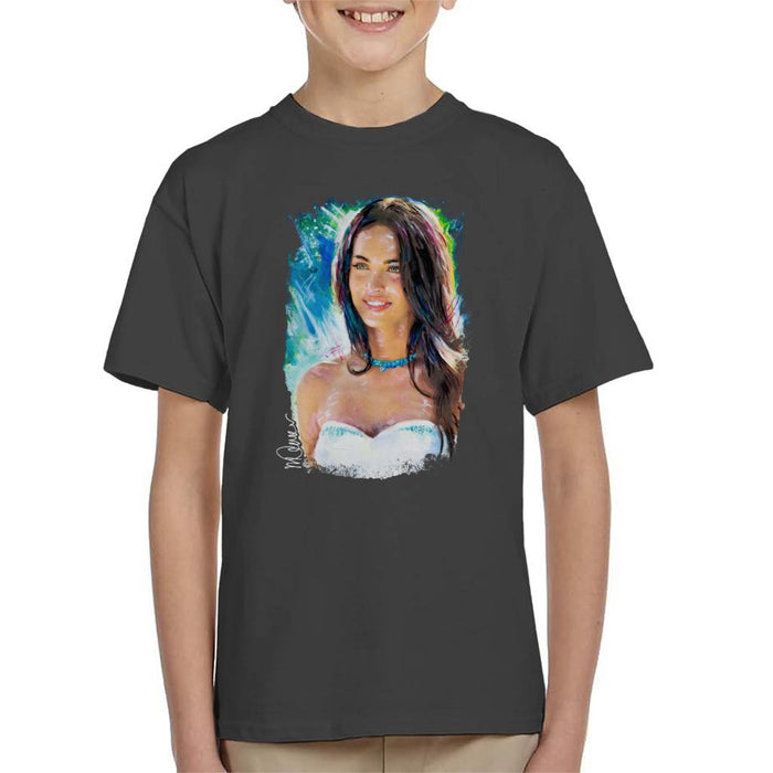 Sidney Maurer Original Portrait Of Megan Fox Kid's T-Shirt