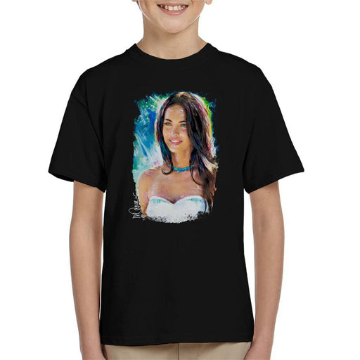 Sidney Maurer Original Portrait Of Megan Fox Kid's T-Shirt