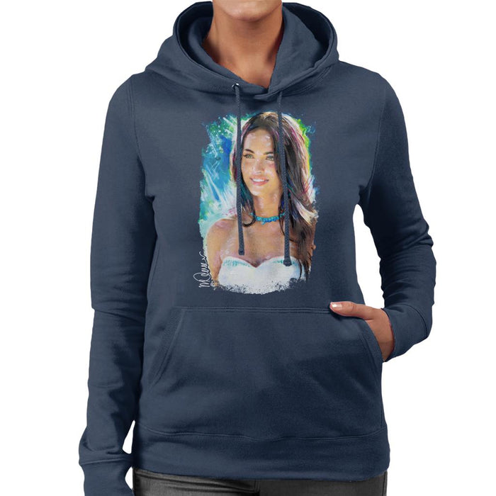 Sidney Maurer Original Portrait Of Megan Fox Women's Hooded Sweatshirt