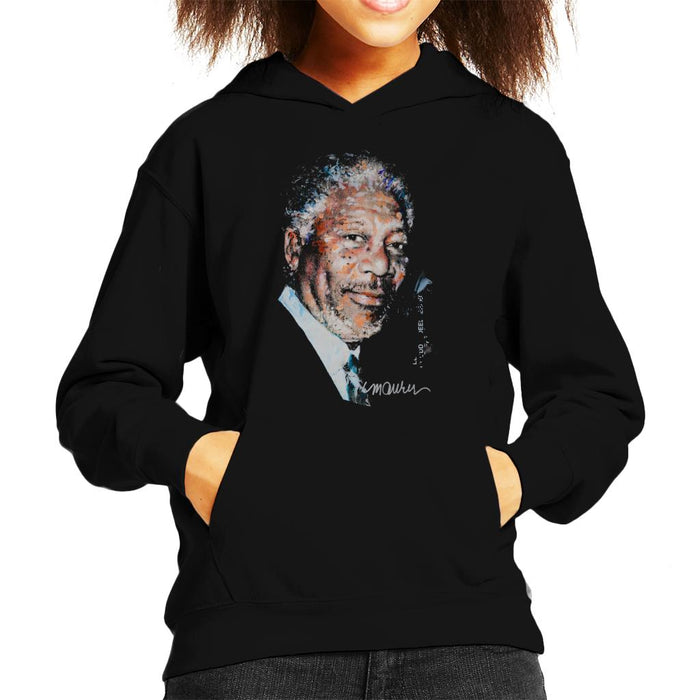 Sidney Maurer Original Portrait Of Morgan Freeman Kid's Hooded Sweatshirt