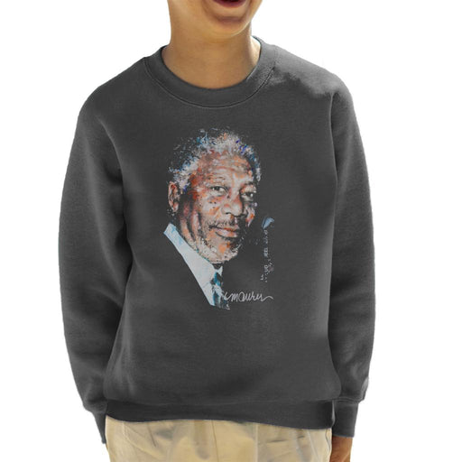 Sidney Maurer Original Portrait Of Morgan Freeman Kid's Sweatshirt