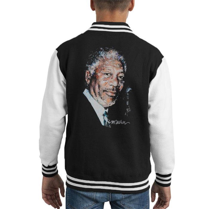 Sidney Maurer Original Portrait Of Morgan Freeman Kid's Varsity Jacket