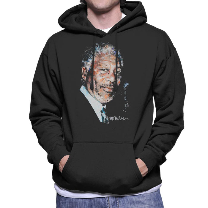 Sidney Maurer Original Portrait Of Morgan Freeman Men's Hooded Sweatshirt