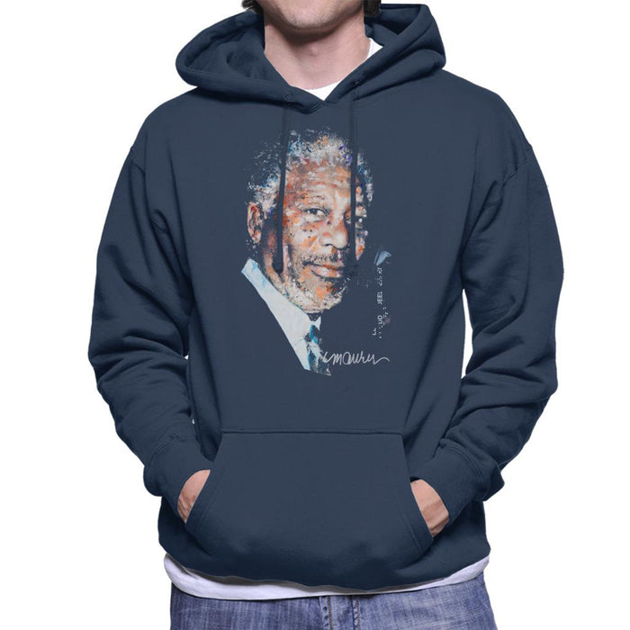 Sidney Maurer Original Portrait Of Morgan Freeman Men's Hooded Sweatshirt