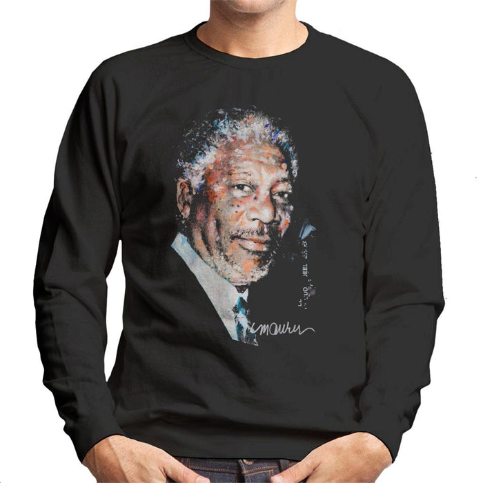 Sidney Maurer Original Portrait Of Morgan Freeman Men's Sweatshirt