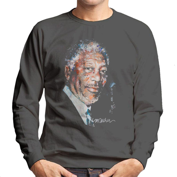 Sidney Maurer Original Portrait Of Morgan Freeman Men's Sweatshirt