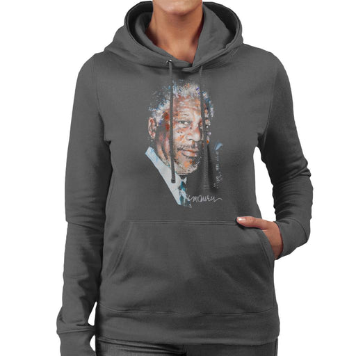 Sidney Maurer Original Portrait Of Morgan Freeman Women's Hooded Sweatshirt