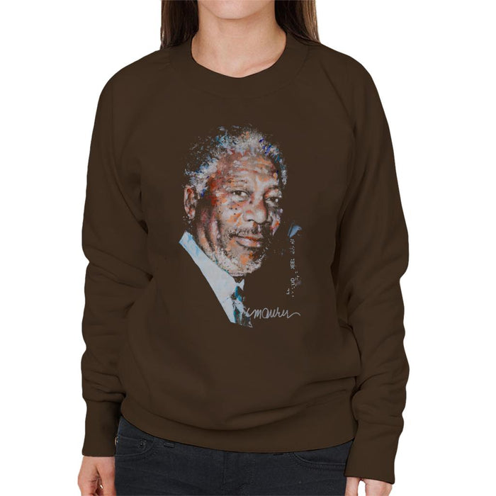Sidney Maurer Original Portrait Of Morgan Freeman Women's Sweatshirt