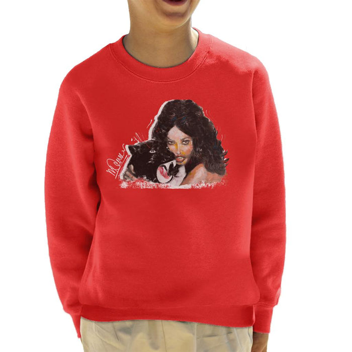 Sidney Maurer Original Portrait Of Naomi Campbell Panther Kid's Sweatshirt