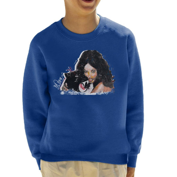 Sidney Maurer Original Portrait Of Naomi Campbell Panther Kid's Sweatshirt