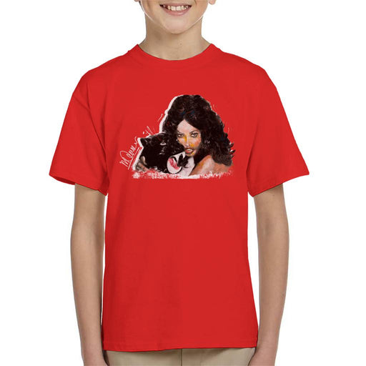Sidney Maurer Original Portrait Of Naomi Campbell Panther Kid's T-Shirt