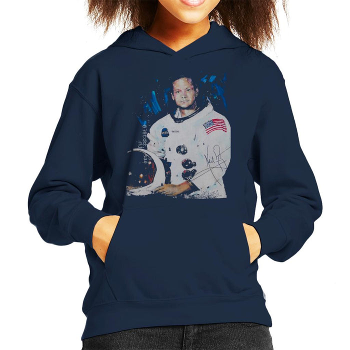 Sidney Maurer Original Portrait Of Neil Armstrong Space Suit Kid's Hooded Sweatshirt