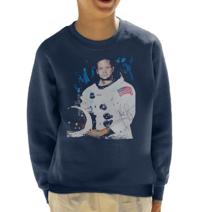 Sidney Maurer Original Portrait Of Neil Armstrong Space Suit Kid's Sweatshirt