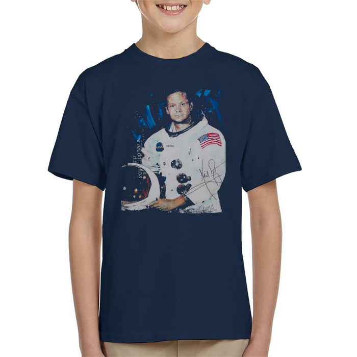 Sidney Maurer Original Portrait Of Neil Armstrong Space Suit Kid's T-Shirt