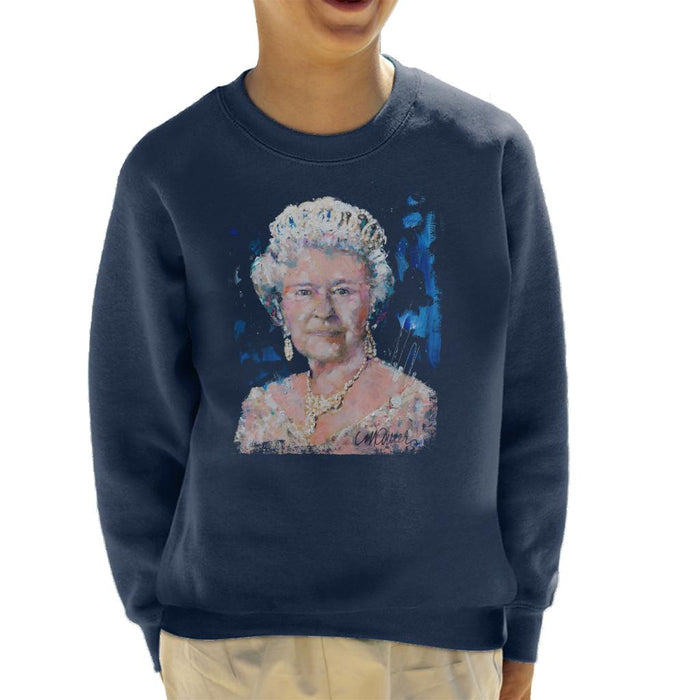 Sidney Maurer Original Portrait Of Queen Elizabeth II Kid's Sweatshirt