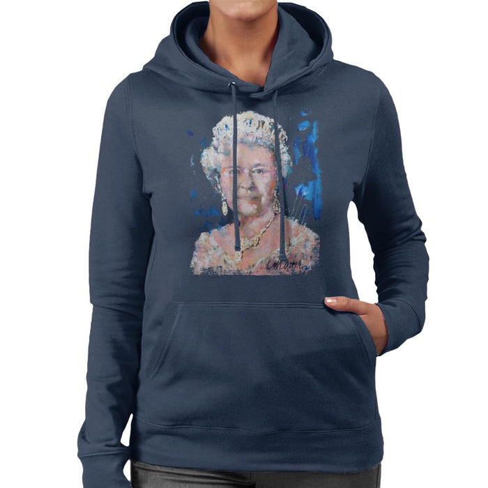 Sidney Maurer Original Portrait Of Queen Elizabeth II Women's Hooded Sweatshirt