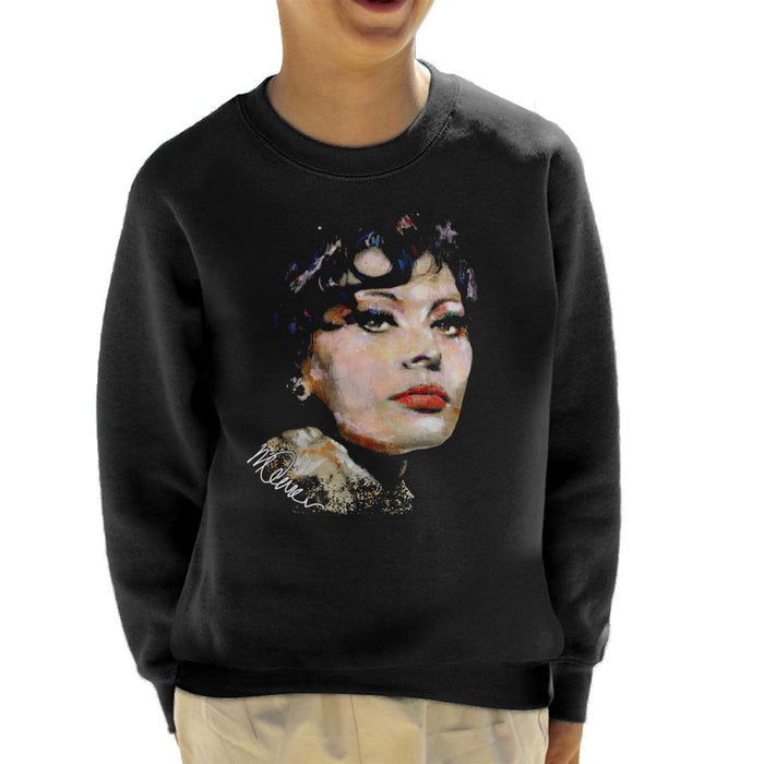 Sidney Maurer Original Portrait Of Actress Sophia Loren Kid's Sweatshirt