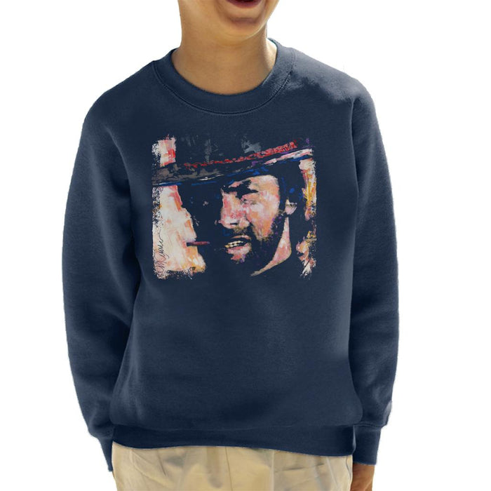 Sidney Maurer Original Portrait Of Actor Clint Eastwood Kid's Sweatshirt