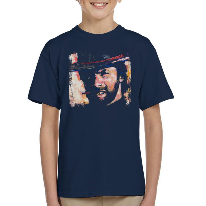 Sidney Maurer Original Portrait Of Actor Clint Eastwood Kid's T-Shirt