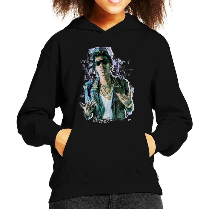 Sidney Maurer Original Portrait Of Rapper Wiz Khalifa Kid's Hooded Sweatshirt