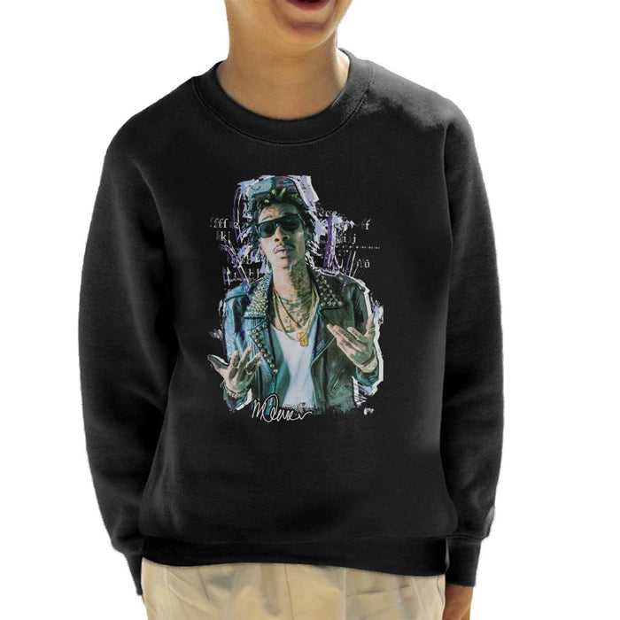 Sidney Maurer Original Portrait Of Rapper Wiz Khalifa Kid's Sweatshirt