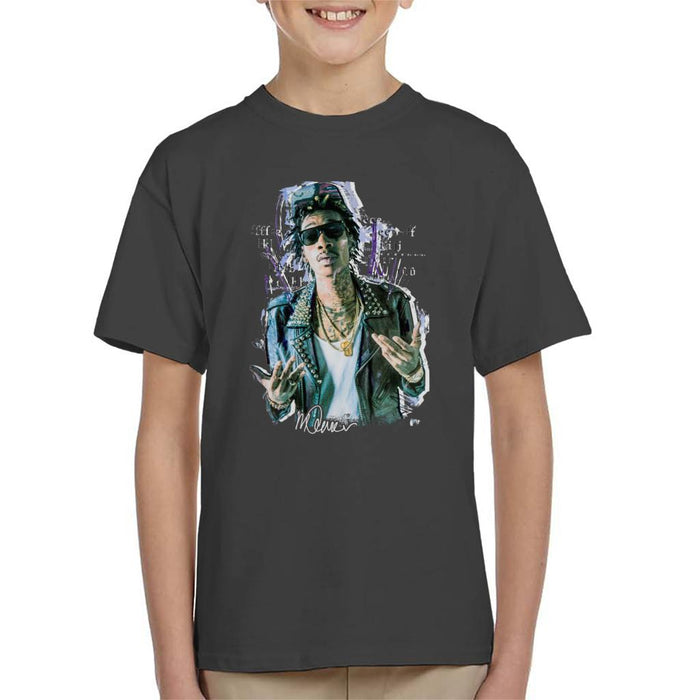 Sidney Maurer Original Portrait Of Rapper Wiz Khalifa Kid's T-Shirt