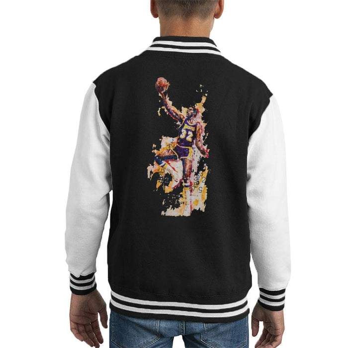 Sidney Maurer Original Portrait Of Magic Johnson LA Lakers Kid's Varsity Jacket