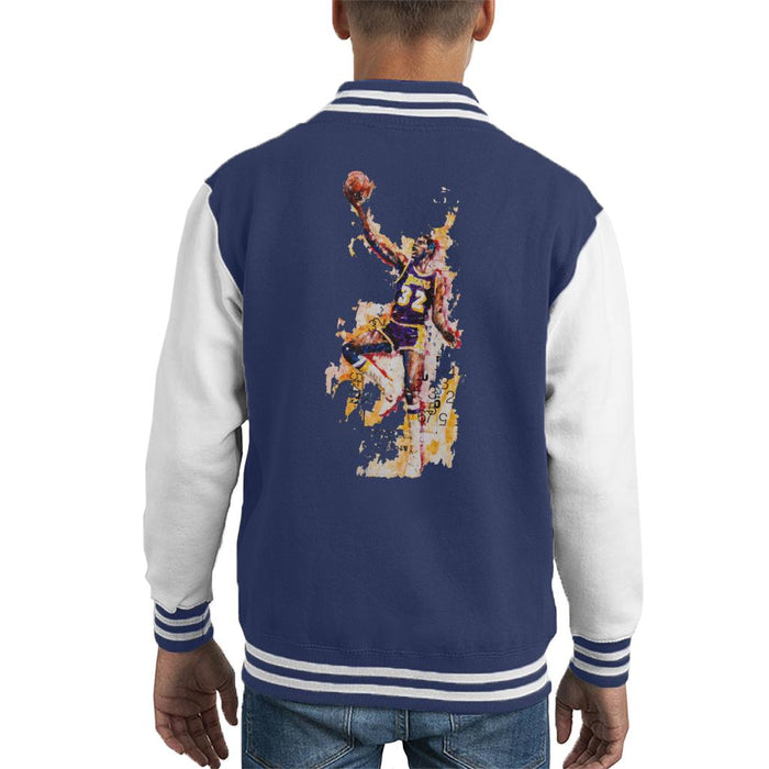 Sidney Maurer Original Portrait Of Magic Johnson LA Lakers Kid's Varsity Jacket