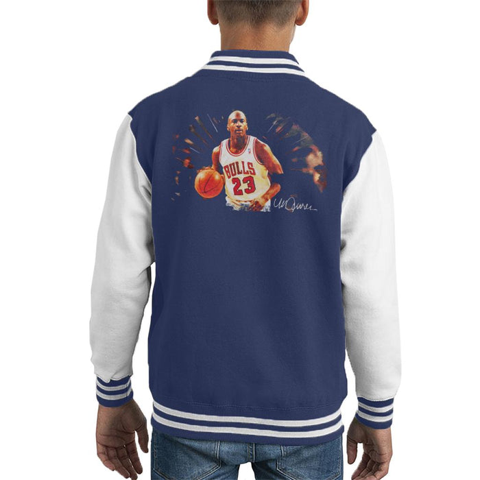 Sidney Maurer Original Portrait Of Basketballer Michael Jordan Kid's Varsity Jacket