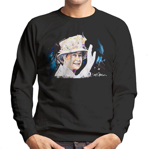 Sidney Maurer Original Portrait Of Queen Elizabeth Floral Hat Men's Sweatshirt