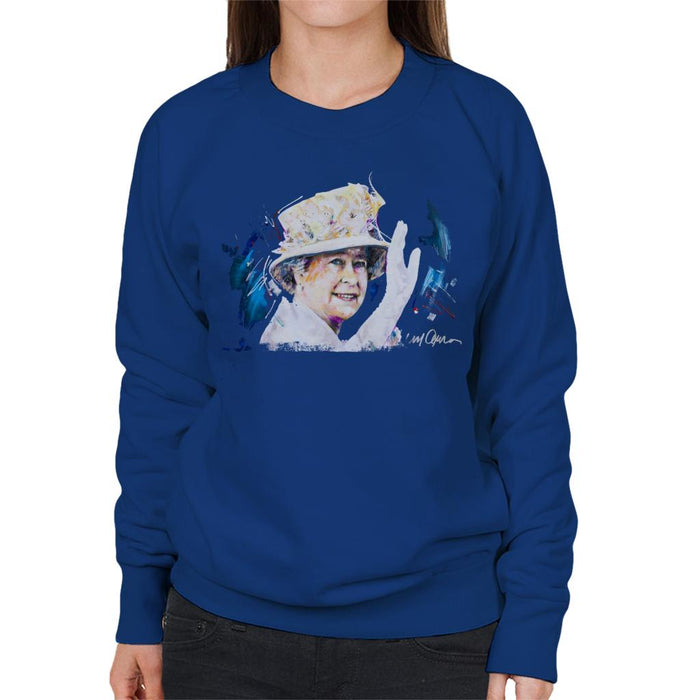 Sidney Maurer Original Portrait Of Queen Elizabeth Floral Hat Women's Sweatshirt