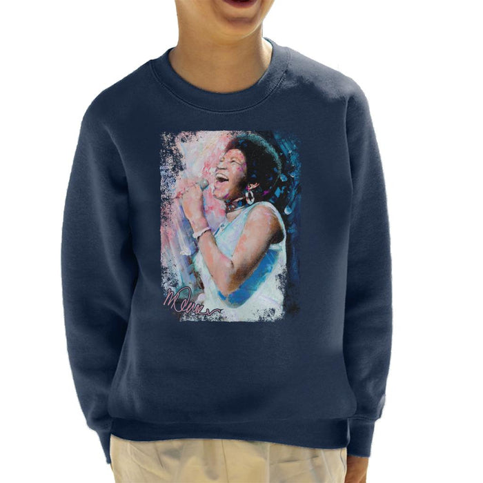 Sidney Maurer Original Portrait Of Aretha Franklin Singing Kid's Sweatshirt
