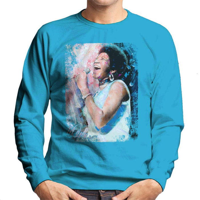 Sidney Maurer Original Portrait Of Aretha Franklin Singing Men's Sweatshirt