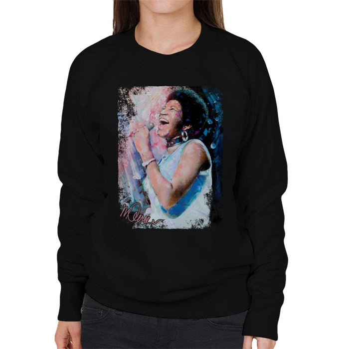 Sidney Maurer Original Portrait Of Aretha Franklin Singing Women's Sweatshirt