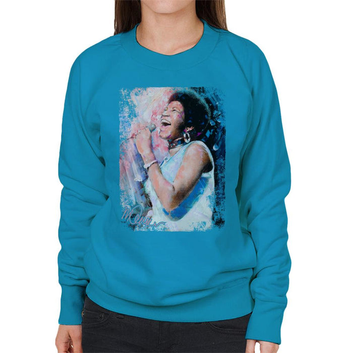 Sidney Maurer Original Portrait Of Aretha Franklin Singing Women's Sweatshirt
