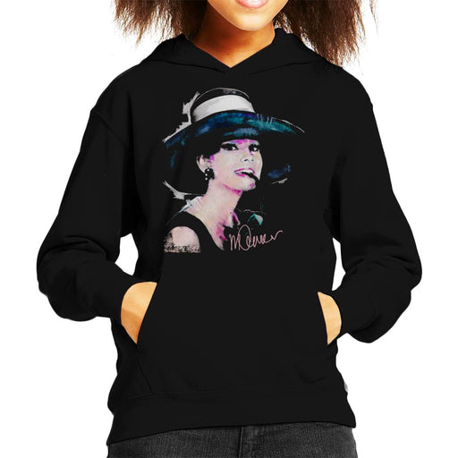 Sidney Maurer Original Portrait Of Audrey Hepburn Large Hat Kid's Hooded Sweatshirt