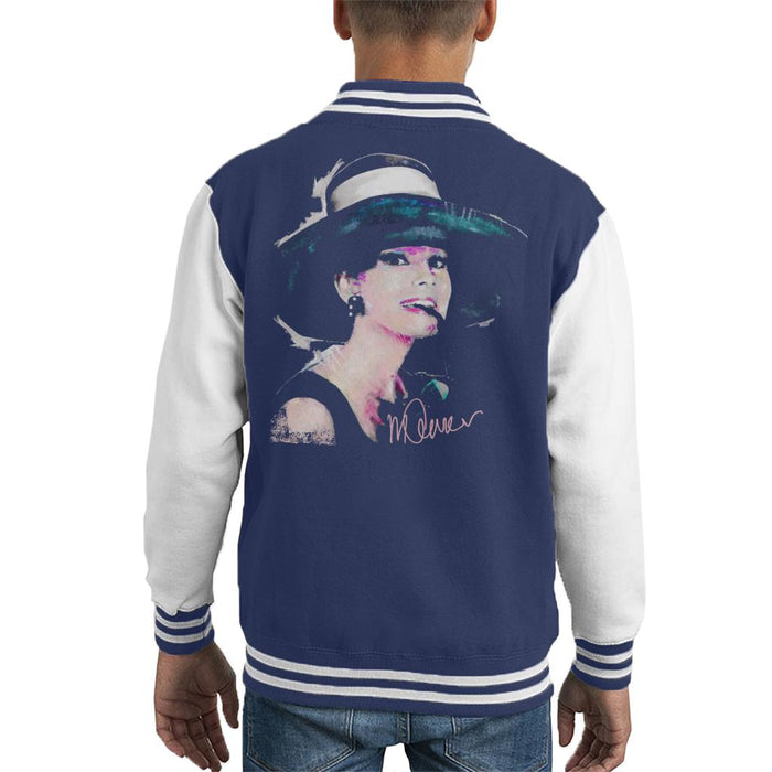 Sidney Maurer Original Portrait Of Audrey Hepburn Large Hat Kid's Varsity Jacket