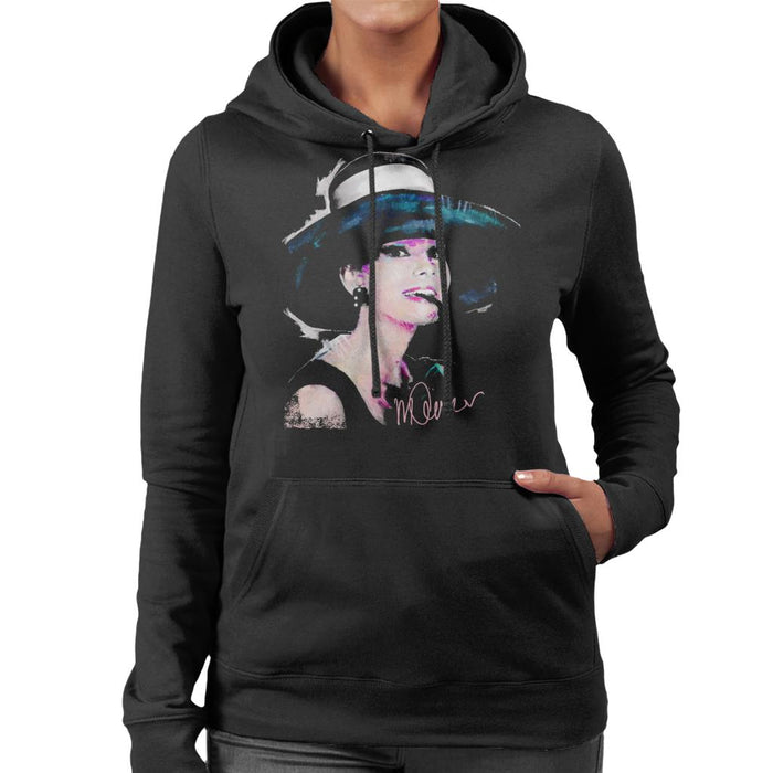 Sidney Maurer Original Portrait Of Audrey Hepburn Large Hat Women's Hooded Sweatshirt