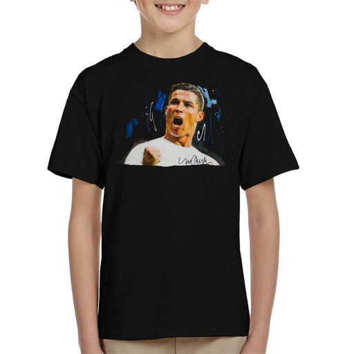 Sidney Maurer Original Portrait Of Cristiano Ronaldo Cheering Kid's T-Shirt