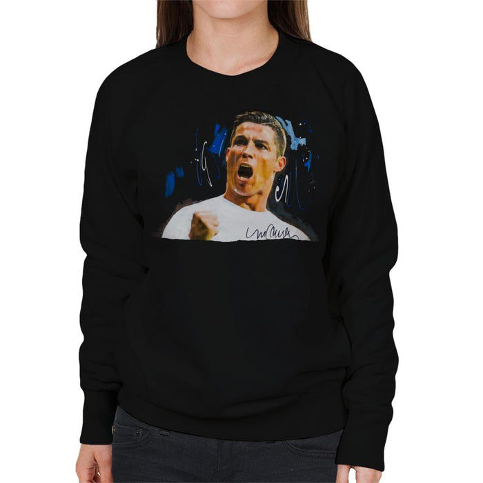 Sidney Maurer Original Portrait Of Cristiano Ronaldo Cheering Women's Sweatshirt
