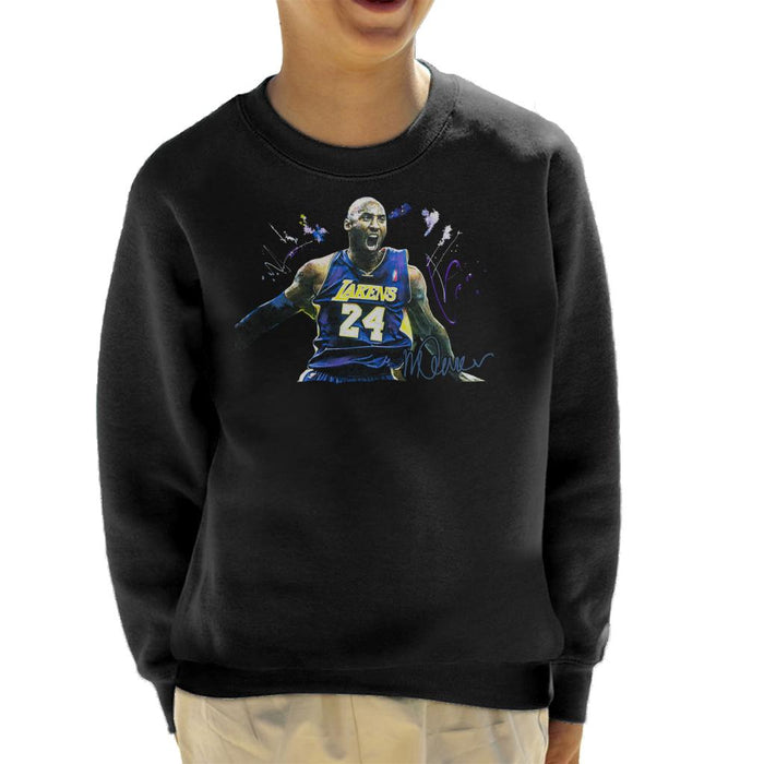 Sidney Maurer Original Portrait Of Kobe Bryant Lakers Jersey Kid's Sweatshirt