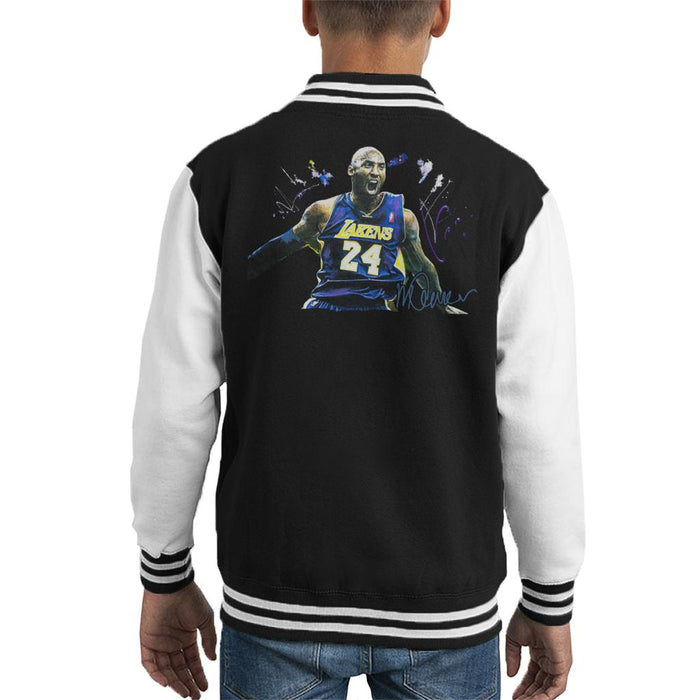 Sidney Maurer Original Portrait Of Kobe Bryant Lakers Jersey Kid's Varsity Jacket