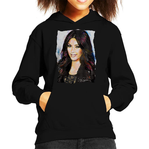 Sidney Maurer Original Portrait Of Kim Kardashian Smiling Kid's Hooded Sweatshirt