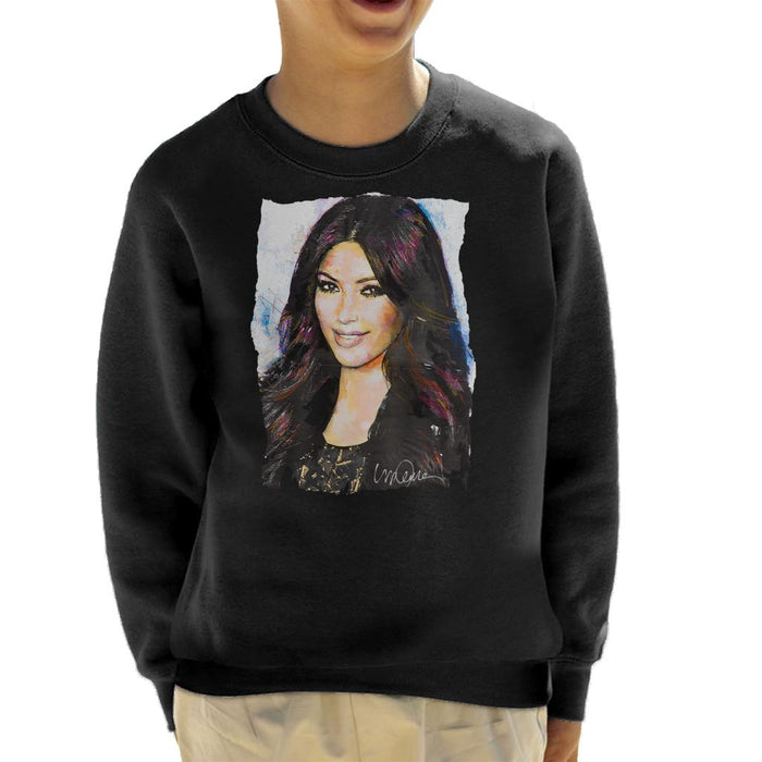 Sidney Maurer Original Portrait Of Kim Kardashian Smiling Kid's Sweatshirt