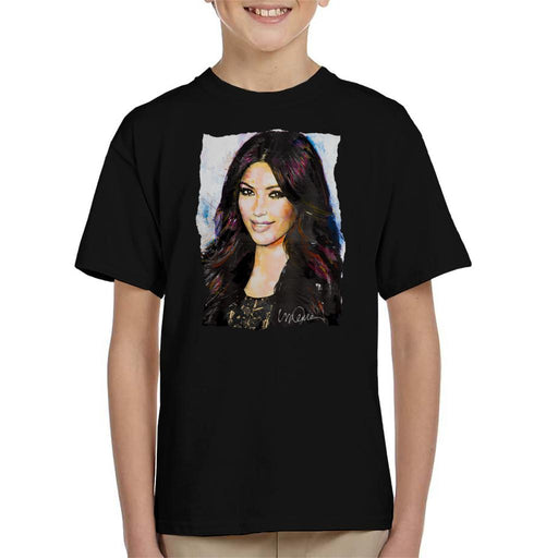 Sidney Maurer Original Portrait Of Kim Kardashian Smiling Kid's T-Shirt